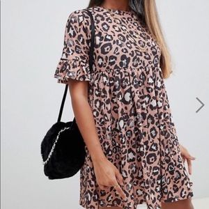Asos Pink Leopard Print Babydoll Dress 🐆
